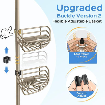HAMITOR Shower Caddy Corner Tension Pole: 4-Tier Large Capacity Bathroom - Image 6