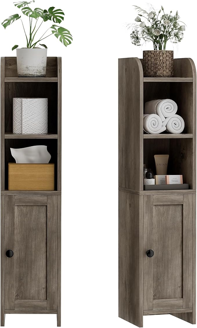 Homhedy Small Bathroom Storage Cabinet, Narrow Toilet Paper Cabinet | Corner - Image 7