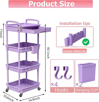 REBECAT 4 Tier Rolling Cart - Image 2
