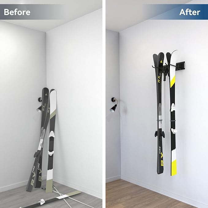 WALMANN Wall Mounted Ski Rack, Garage Ski Storage - Image 2