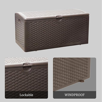80 Plus Gallon Resin Deck Box, Waterproof Outdoor Storage Box - Image 6