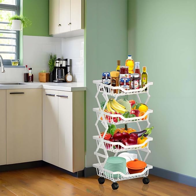 Rolling Rack Storage Cart, Foldable Metal Organizer - Image 4