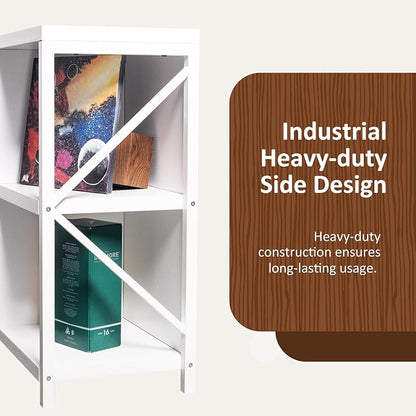 8 Cube Storage Organizer Bookshelf, Industrial Horizontal Bookcase, Accent - Image 5