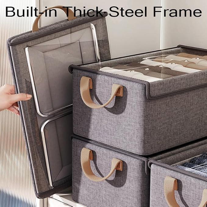 AARAINBOW Closet Clothes Organizer Bins 4 Pc, Fabric Box Storage Shelf Bins - Image 6