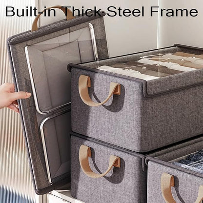 AARAINBOW Closet Clothes Organizer Bins 4 Pc, Fabric Box Storage Shelf Bins - Image 6