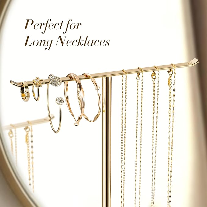 Jewelry Holder Stand with Ceramic Base: 12" Tall Necklace Organizer Rack - Image 2