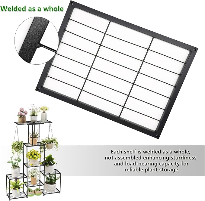 Plant Stand Indoor Outdoor, Metal 6 Tier Tall Hanging Plant Shelf - Image 7