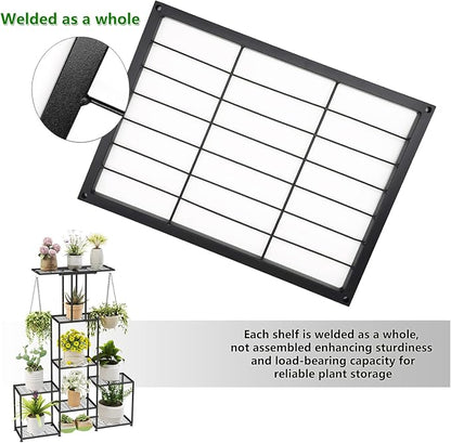 Plant Stand Indoor Outdoor, Metal 6 Tier Tall Hanging Plant Shelf - Image 7