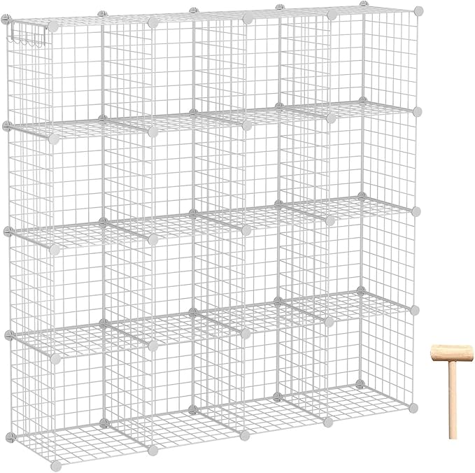 C&AHOME Wire Cube Storage, 16-Cube Organizer Metal Grids Storage, Storage Bins by CAHOME