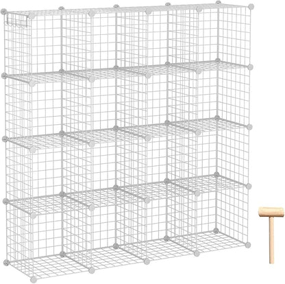 C&AHOME Wire Cube Storage, 16-Cube Organizer Metal Grids Storage, Storage Bins by CAHOME