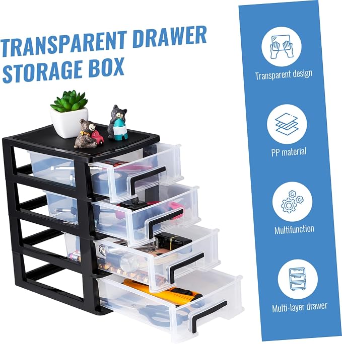 Angoily 4 Drawer Desk Organizer, Plastic Home Office Storage Organizer - Image 8