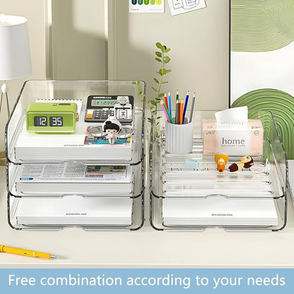 4-Tier Paper Organizer for Desk, Stackable Desk Organizer Paper Tray, A4 Storage - Image 7