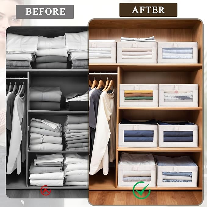10 Pack Linen Closet Organizers And Storage, Closet Storage Bins - Image 2