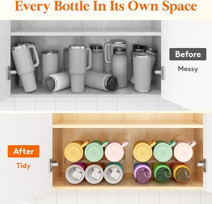 Lifewit Stackable Water Bottle Storage Organizer, Tumbler Cup Organizer - Image 7