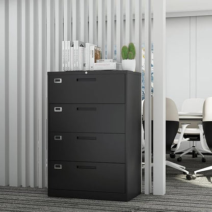Lateral File Cabinet with Lock, 4 Drawer Large Metal Filing Cabinet, Home - Image 8