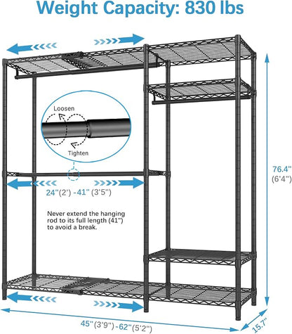 VIPEK X20 Plus Expandable Reach-in Closet Rack Adjustable from 3'9" to 5'2" - Image 5
