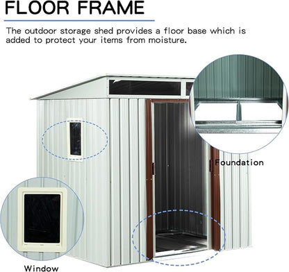 Outdoor Metal Storage Shed Window Ventilation Foundation Frame Waterproof - Image 9