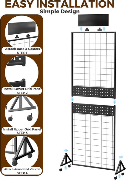 6' x 2' Ft Grid Wall Panel, Pegboard Gridwall Display Stand - Image 9