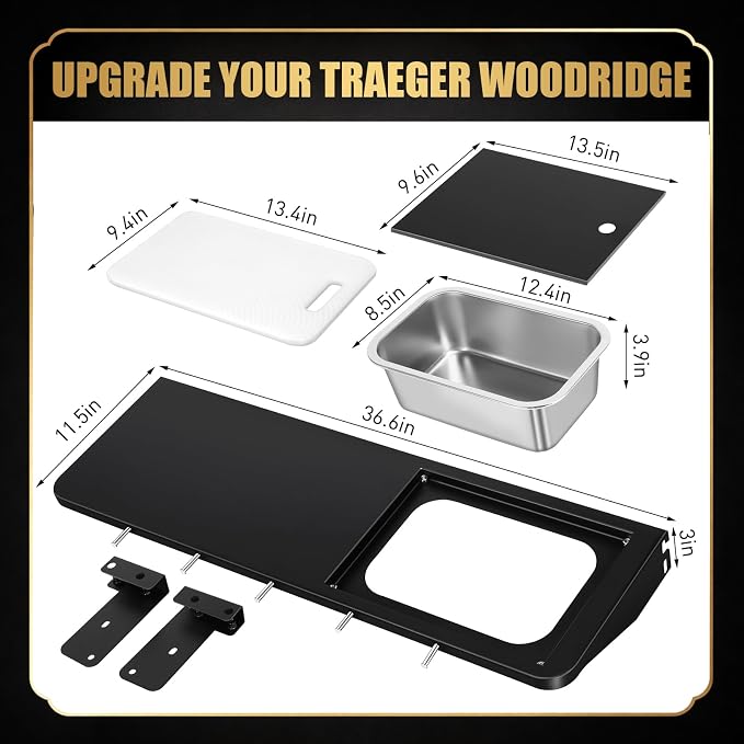 QuliMetal Folding Front Shelf for Traeger Pro 34, Texas Elite 34, Century 885 - Image 2
