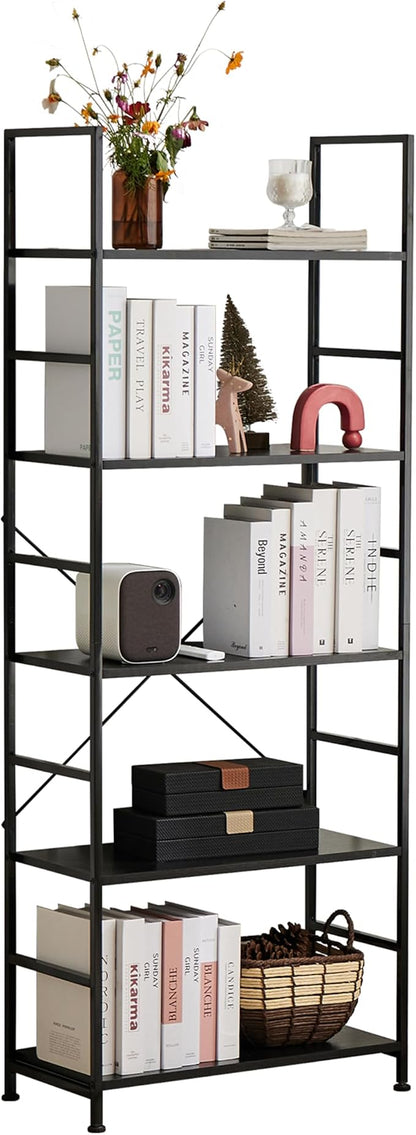 HealSmart 5 Tier Bookshelf, Free Standing Book Shelf Home Office Bookcase Shelf by HealSmart