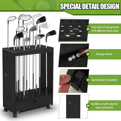 27 Hole Golf Club Stand Holder Wooden Golf Club Organizer Putter Display Rack - Image 3