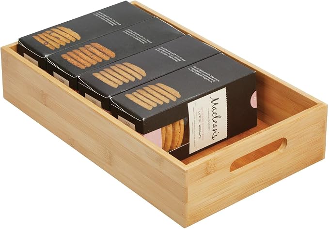 mDesign Kitchen Storage Box – Open-Top Bamboo Storage Tray - Image 8