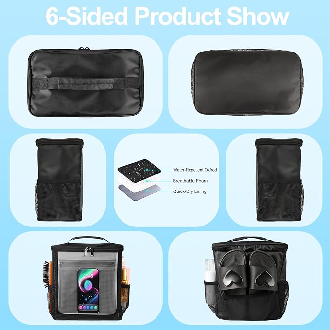 Hanging Shower Caddy Portable, Travel Toiletry Bag - Image 5