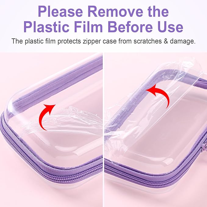 Hoolerry 4 Pcs Hard Clear Zipper Case Makeup Bags Plastic Pencil Pouch - Image 7