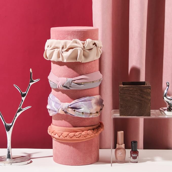 Headband Holder Organizer, Soft Velvet Tower Hairband Stand Display, Vertical - Image 4