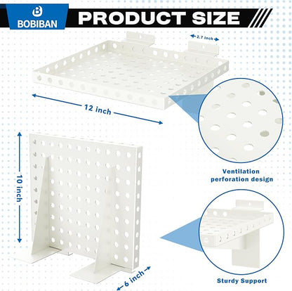 4 Pack Slatwall Shelves, Heavy Duty White Metal Slat Wall Shelf - Image 2