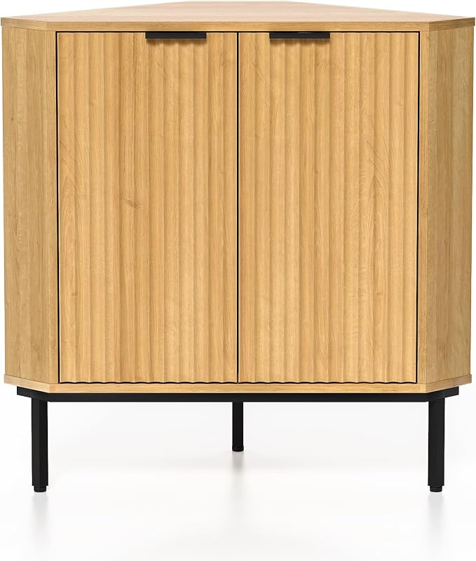 Modern Corner Cabinet, Fluted Small Floor Storage Cabinet - Image 7