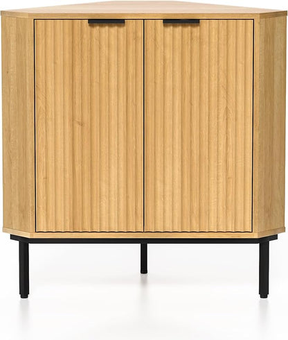 Modern Corner Cabinet, Fluted Small Floor Storage Cabinet - Image 7