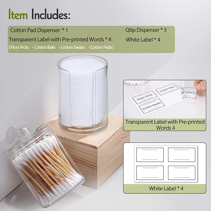 AOZITA 4 Pcs, Acrylic Qtip Holder Dispenser - Image 3