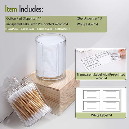 AOZITA 4 Pcs, Acrylic Qtip Holder Dispenser - Image 3