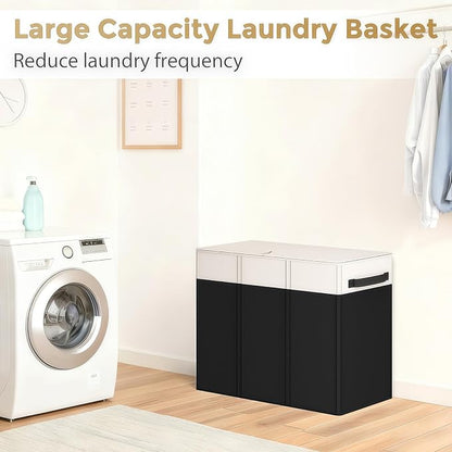 180L Laundry Hamper 3 Section, Large Laundry Basket - Image 8