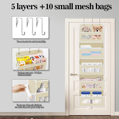 Over The Door Organizer, 5 Shelves Closet Door Hanging Organizer - Image 3