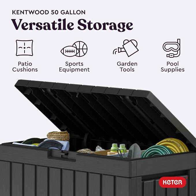 Keter Kentwood 50 Gallon Resin Deck Box-Organization and Storage - Image 4