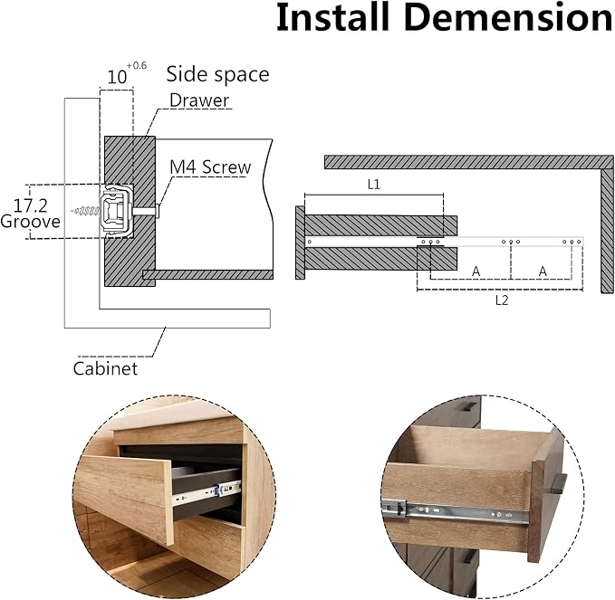 12 Inch Drawer Slides, 0.7" Wide, Ball Bearing, Two Way Slide Track Rail - Image 5