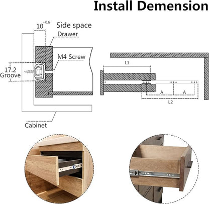 12 Inch Drawer Slides, 0.7" Wide, Ball Bearing, Two Way Slide Track Rail - Image 5
