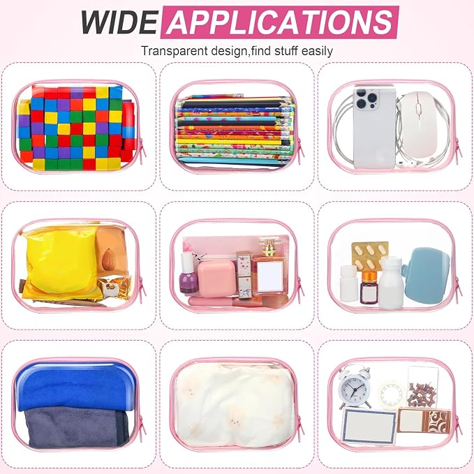 Sanwuta 6 Pcs Clear Hard Zipper Case Hard Plastic Zipper Pouches Transparent - Image 7