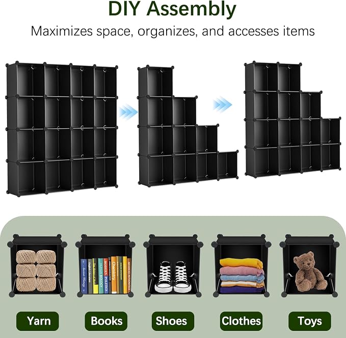 Whitmor 16 Cube Closet Organizers and Storage, Stackable Plastic Closet Shelves - Image 6
