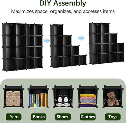 Whitmor 16 Cube Closet Organizers and Storage, Stackable Plastic Closet Shelves - Image 6