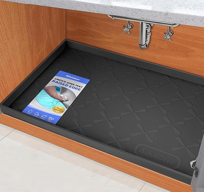 SIKADEER Waterproof Under Sink Mat 22x19, Raised Edge Silicone Mat Under Sink by SIKADEER