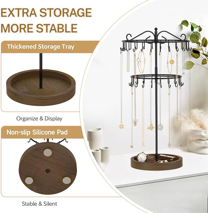 iDavosic.ly 2 Tier Rotating Necklace Holder Organizer - Image 6
