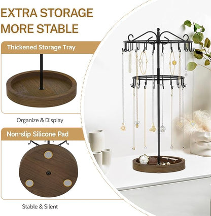 iDavosic.ly 2 Tier Rotating Necklace Holder Organizer - Image 6