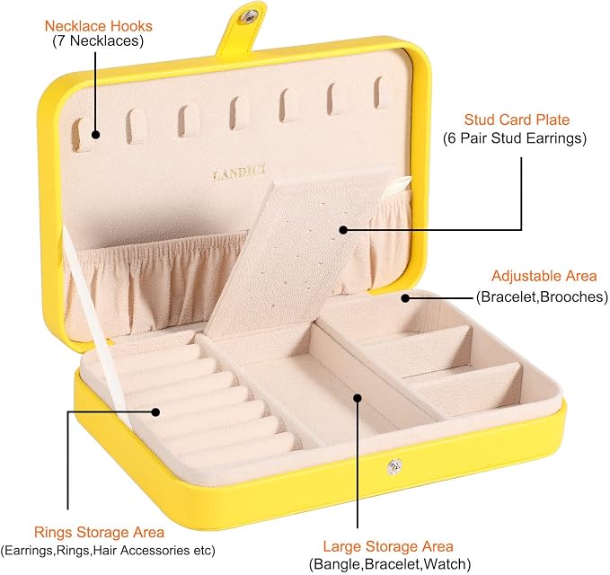 LANDICI Small Jewelry Box for Women Girls, PU Leather Travel Jewelry Organizer - Image 3