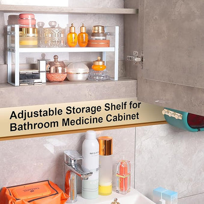 Small Expandable Medicine Cabinet Shelf, 3.58” Wide Metal Storage Stand - Image 3