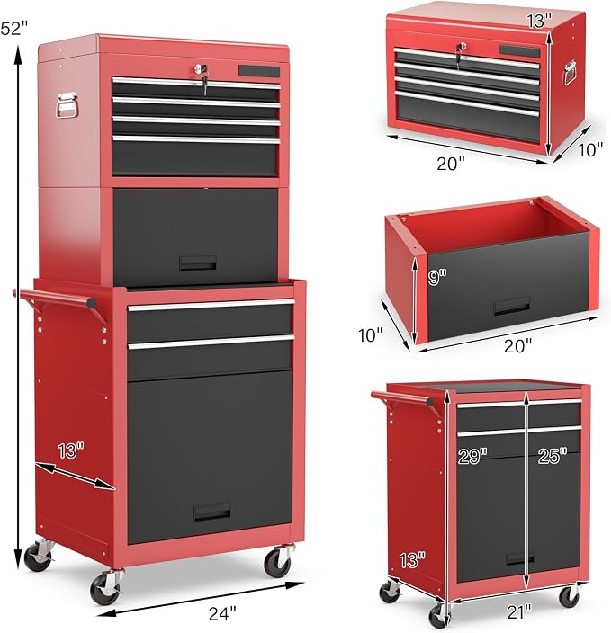 Goplus 6 Drawers Tool Chest, Rolling Metal Tool Box - Image 3