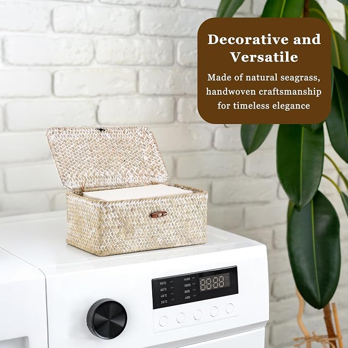 Dryer Sheet Holder, Woven Seagrass Dryer Sheets Storage Container - Image 3