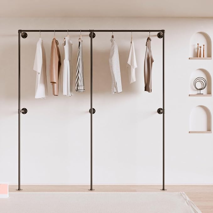 Industrial Pipe Clothing Rack, Heavy Duty Wall Mounted Clothes Rack, Retail - Image 8